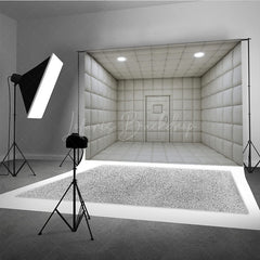 Lofaris White Padded Room Photography Backdrop Asylum Cell for Horror and Escape Minimalist Themed Photos
