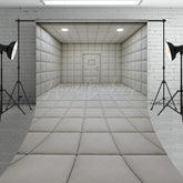 Lofaris White Padded Room Sweep Backdrop Asylum Cell for Horror and Escape Minimalist Themed Photos