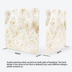 Lofaris White Paper Flower Tension Fabric Backdrop 3D Floral Wedding Decoration Elegant Rose Background