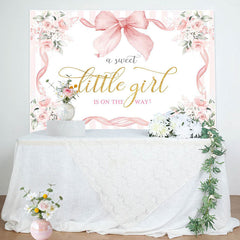 Lofaris White Pink Floral Bow Tie Sweet Little Girl Backdrop