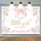 Lofaris White Pink Floral Bow Tie Sweet Little Girl Backdrop