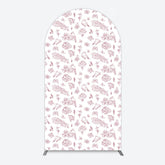 Lofaris White Pink Floral Leaves Bird Birthday Arch Backdrop