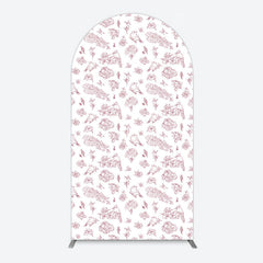 Lofaris White Pink Floral Leaves Bird Birthday Arch Backdrop