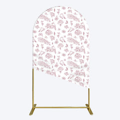 Lofaris White Pink Floral Leaves Bird Birthday Arch Backdrop