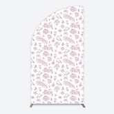 Lofaris White Pink Floral Leaves Bird Birthday Half Moon Arch Backdrop