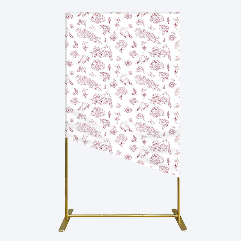 Lofaris White Pink Floral Leaves Bird Birthday Rectangle Backdrop