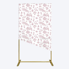 Lofaris White Pink Floral Leaves Bird Birthday Rectangle Backdrop