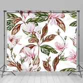 Lofaris White Pink Magnolia Flower Leaves Photo Backdrop