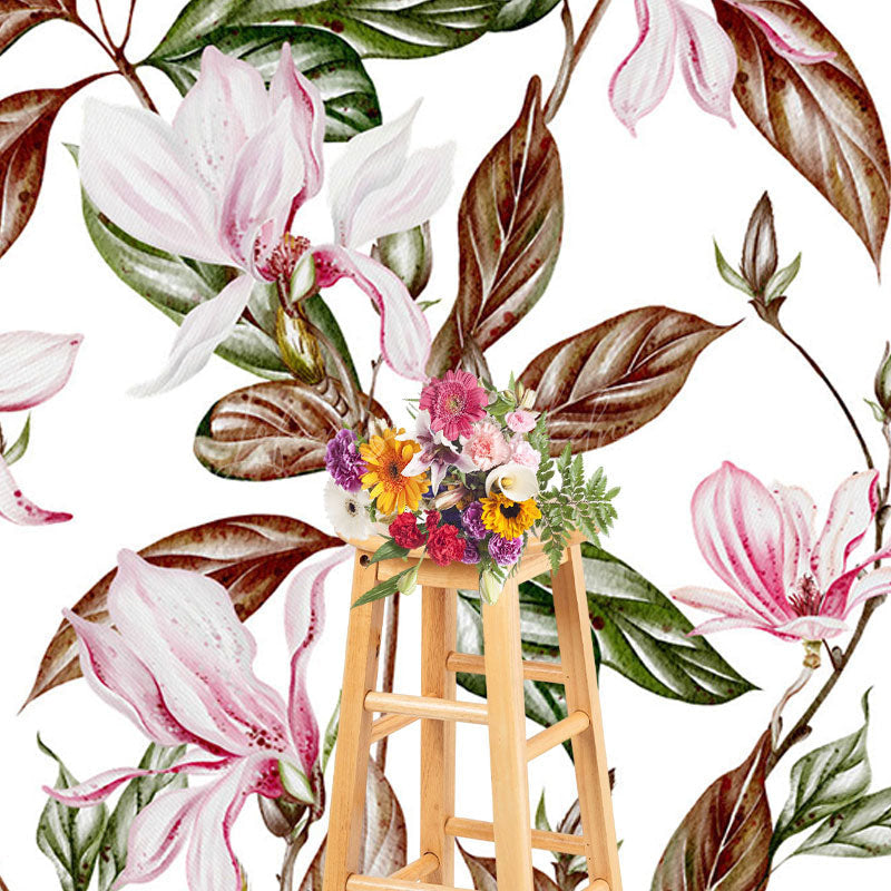 Lofaris White Pink Magnolia Flower Leaves Photo Backdrop