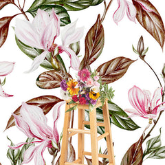 Lofaris White Pink Magnolia Flower Leaves Photo Backdrop