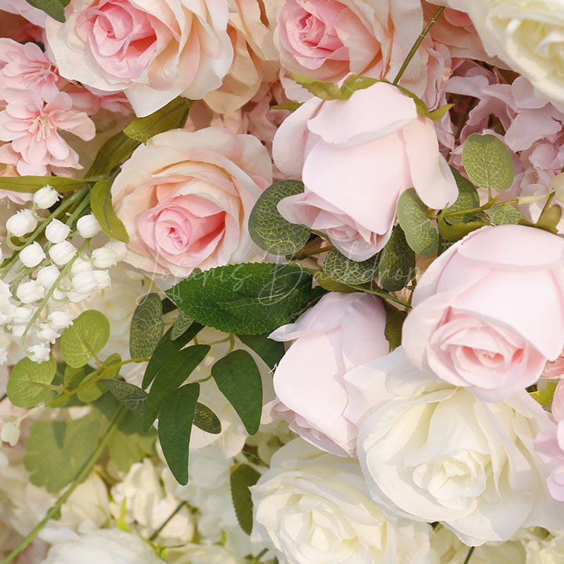 Lofaris White Pink Rose Plant Artificial Flower Wall For Decor
