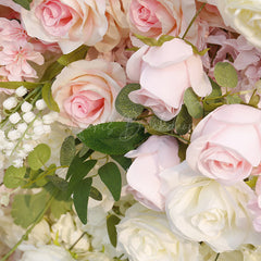 Lofaris White Pink Rose Plant Artificial Flower Wall For Decor