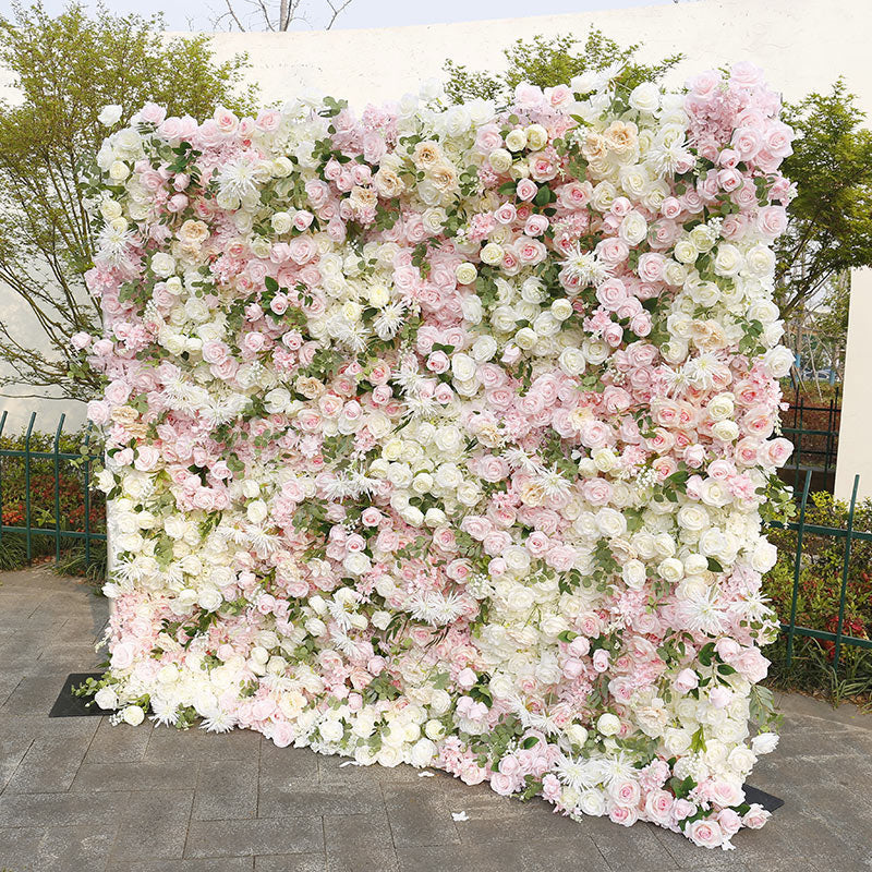 Lofaris White Pink Rose Plant Artificial Flower Wall For Decor