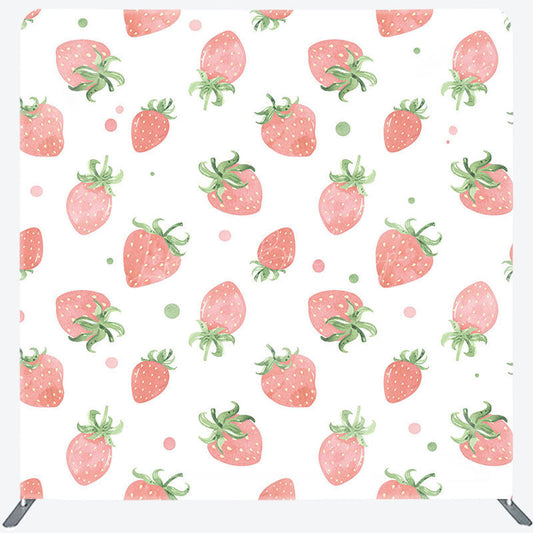 Lofaris White Pink Strawberry Fruit Pillow Cover Backdrop