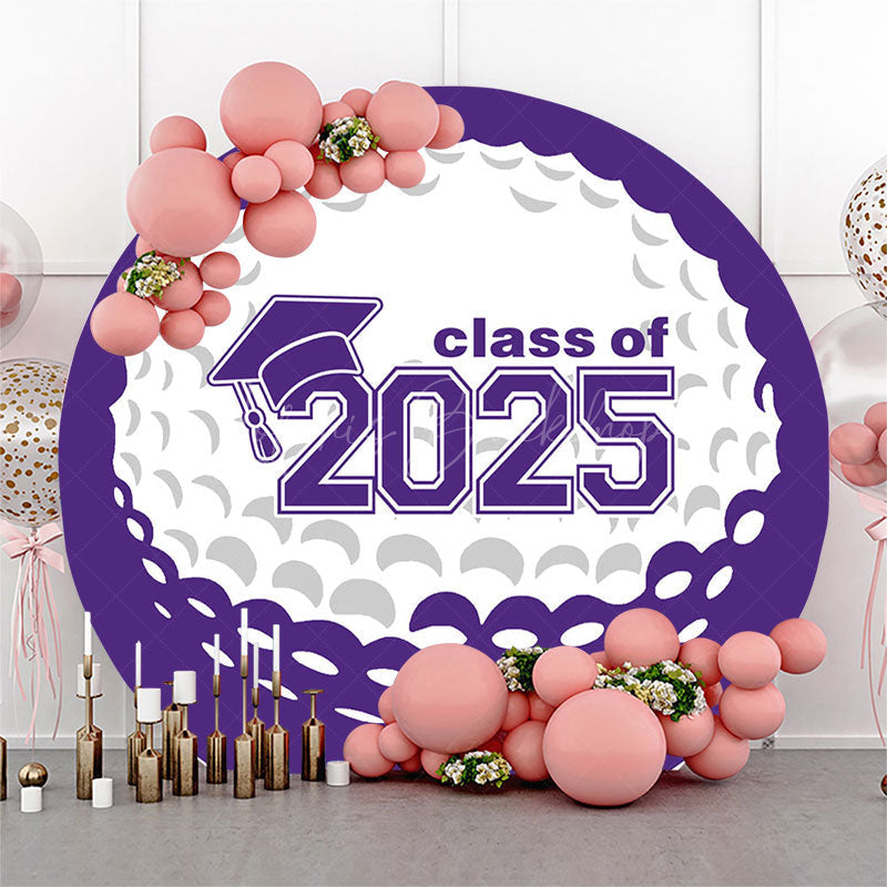 Lofaris White Purple Golf Round Congrats Graduation Backdrop