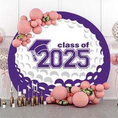 Lofaris White Purple Golf Round Congrats Graduation Backdrop