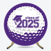 Lofaris White Purple Golf Round Congrats Graduation Backdrop