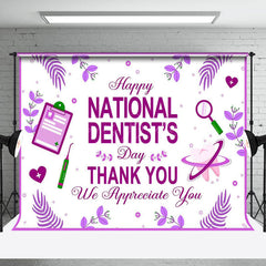 Lofaris White Purple Leaf Happy National Dentists Backdrop