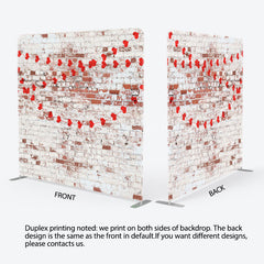 Lofaris White Red Bricks Wall Hearts Pillow Case Backdrop