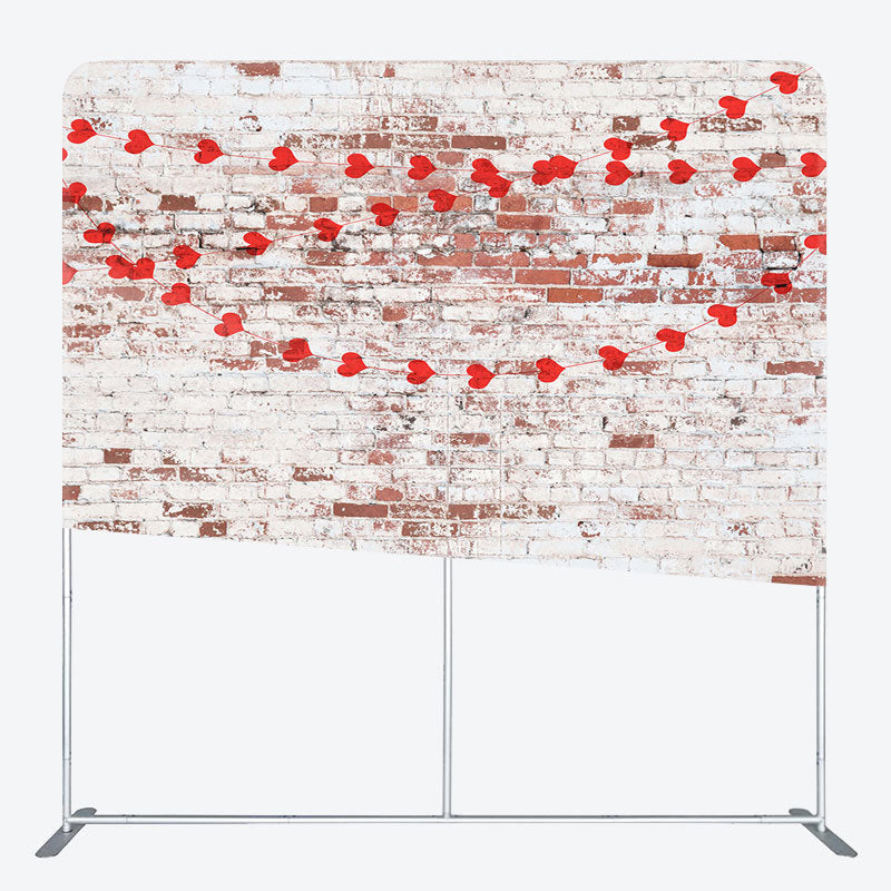 Lofaris White Red Bricks Wall Hearts Pillow Case Backdrop