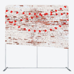 Lofaris White Red Bricks Wall Hearts Pillow Case Backdrop
