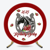 Lofaris White Red Rose Horse Round Kentucky Derby Backdrop