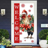 Lofaris White Red Snowy Big Cock Xmas Welcome Door Cover