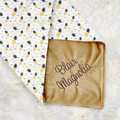 Lofaris White Repeated Yellow Pineapple Minky Baby Blanket