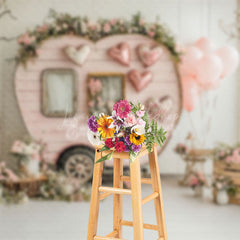 Lofaris White Room Pink Car Romantic Valentines Day Backdrop