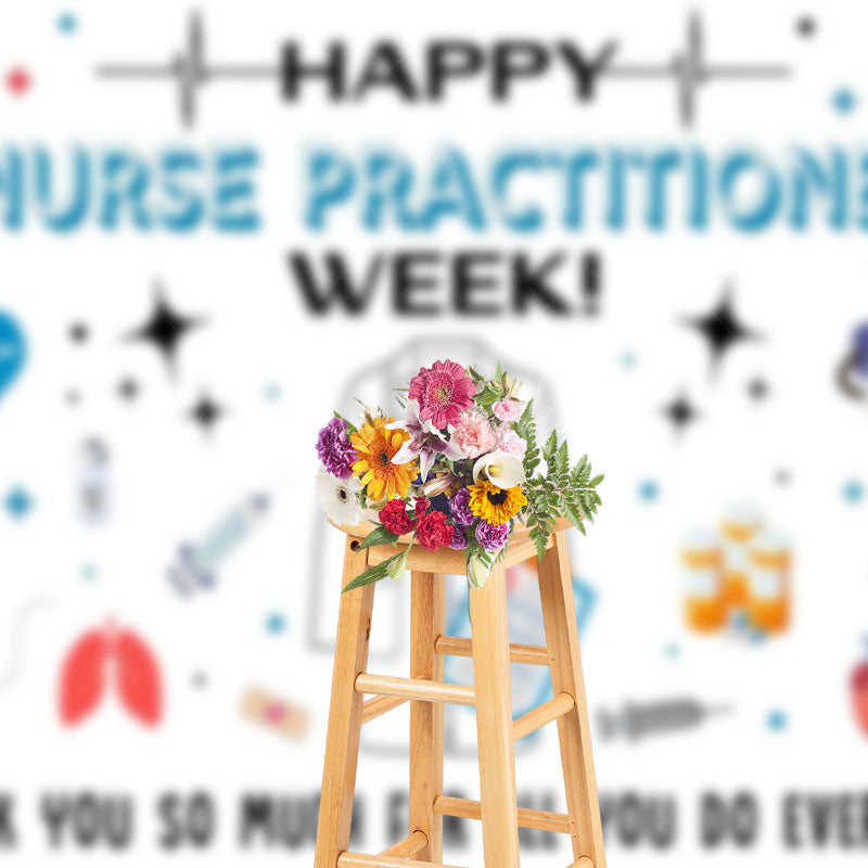 Lofaris White Simple Happy Nurse Practitioner Week Backdrop