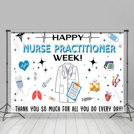 Lofaris White Simple Happy Nurse Practitioner Week Backdrop