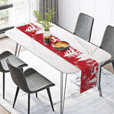 Lofaris White Snow Pine Forest Red Christmas Table Runner