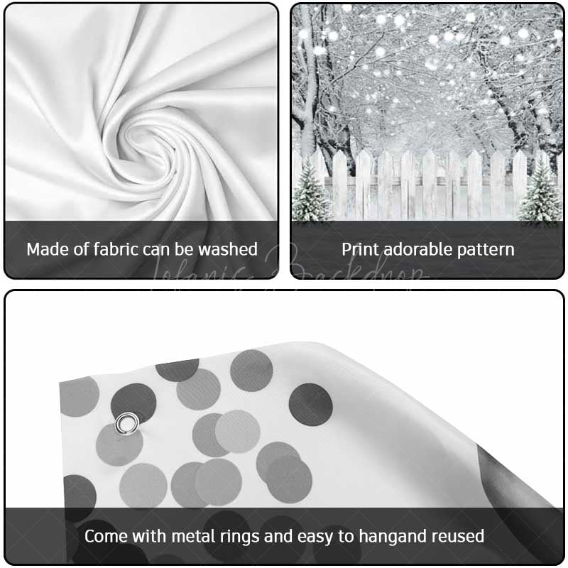 Lofaris White Snow Trees Fence Christmas Garage Door Banner
