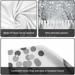 Lofaris White Snow Trees Fence Christmas Garage Door Banner