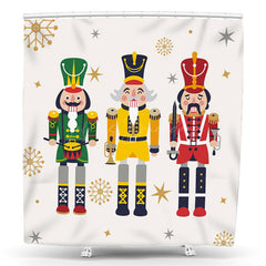 Lofaris White Snowflake Christmas Nutcracker Shower Curtain