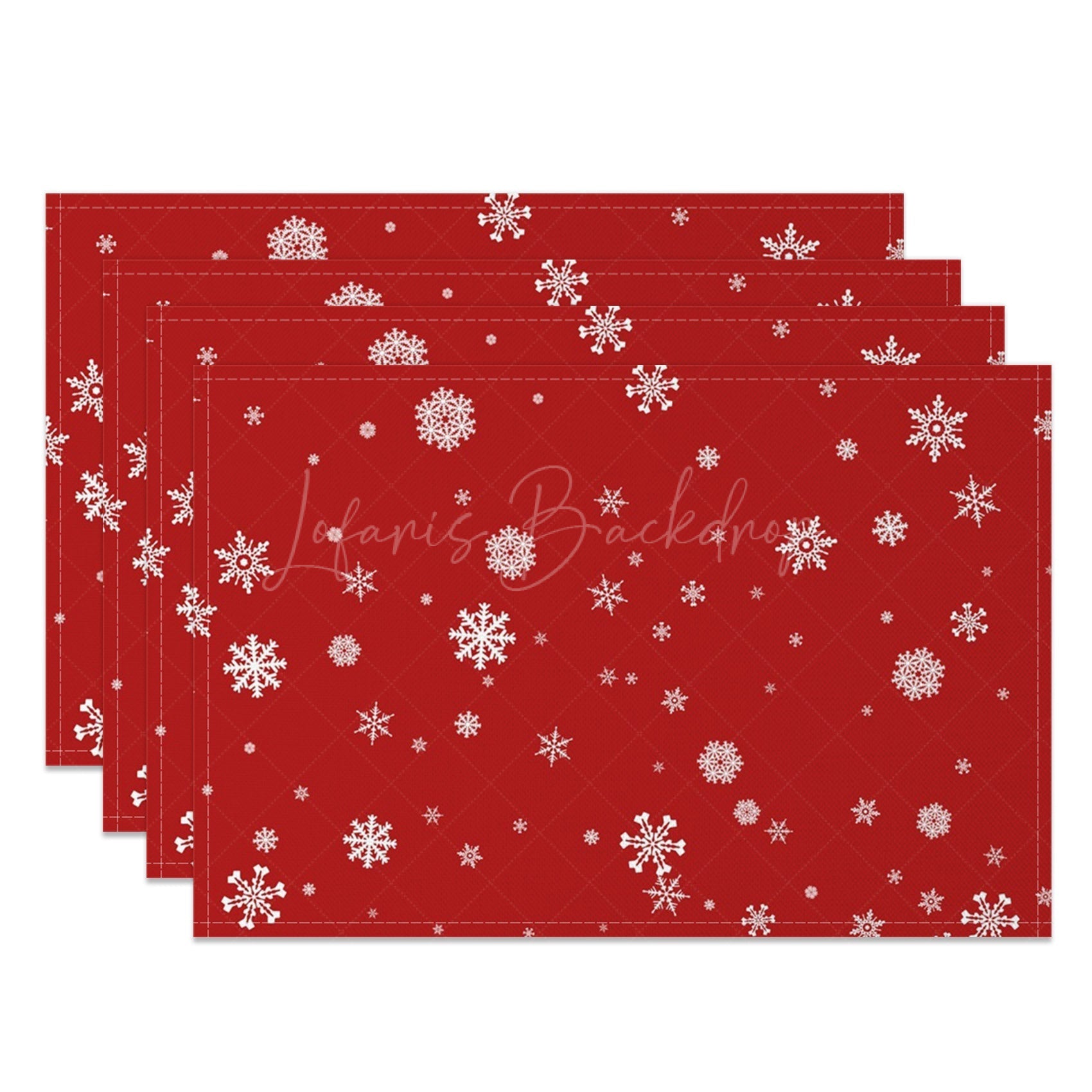 Lofaris White Snowflake Red Christmas Set Of 4 Placemats