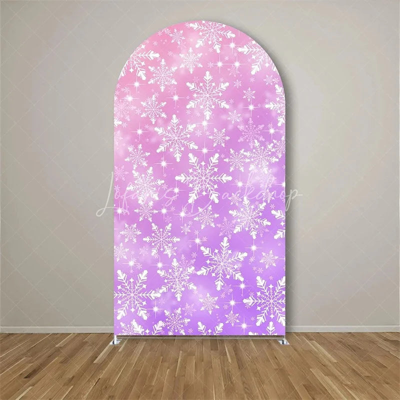 Lofaris White Snowflake Winter Party Arch Frosted Christmas Holiday Backdrop Seasonal Photo Booth Decor