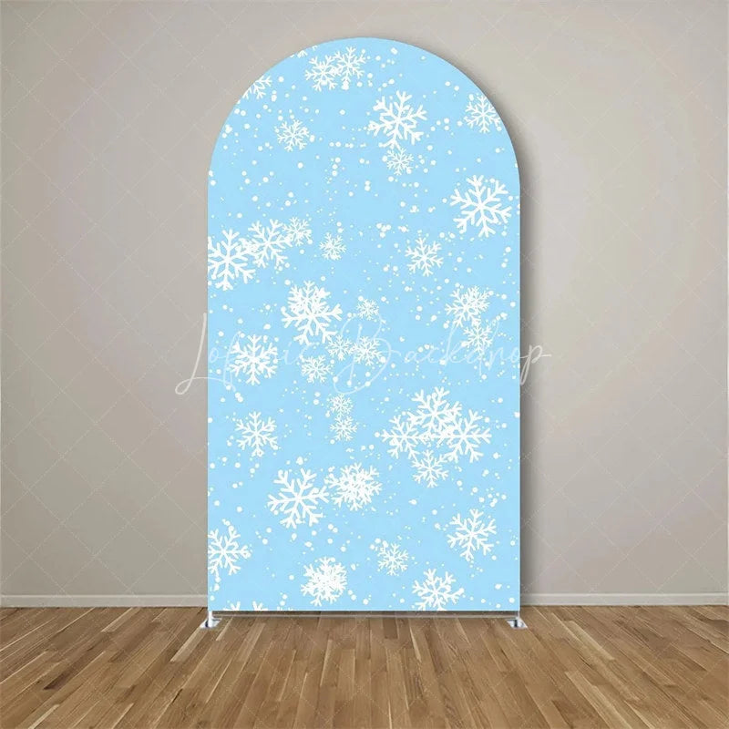 Lofaris White Snowflake Winter Party Arch Frosted Christmas Holiday Backdrop Seasonal Photo Booth Decor