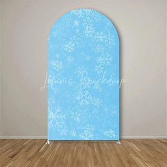 Lofaris White Snowflake Winter Party Arch Frosted Christmas Holiday Backdrop Seasonal Photo Booth Decor
