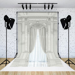 Lofaris White Toned Auditorium Wedding Photography Backdrop