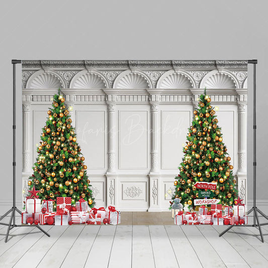 Lofaris White Vintage Wall Trees Festive Christmas Backdrop