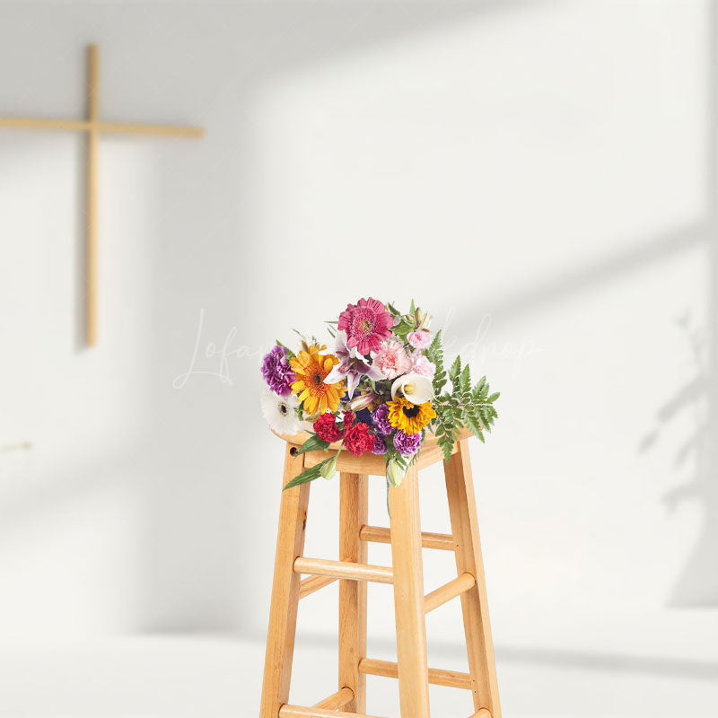 Lofaris White Wall Communion Minimalist Baptism Photo Backdrop
