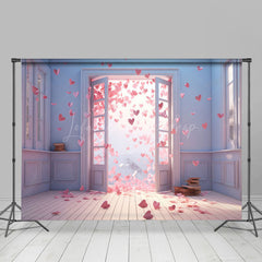 Lofaris White Wall Romantic Pink Hearts Door Photo Backdrop