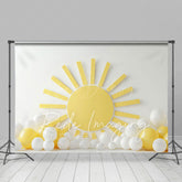 Lofaris White Wall Yellow Sun Balloons Cake Smash Backdrop