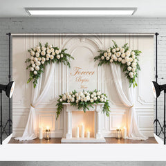 Lofaris White Wedding Floral Candles Sweet Holy Backdrop