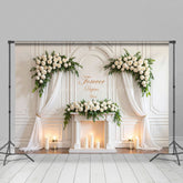 Lofaris White Wedding Floral Candles Sweet Holy Backdrop