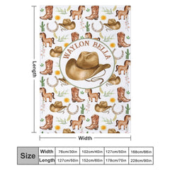 Lofaris White Wild Repeated Cowboy Foal Custom Name Blanket
