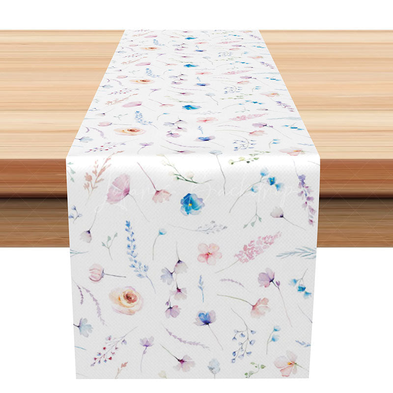 Lofaris White Wildflower Spring Dining Table Runner for Minimalist Botanical and Modern Farmhouse Kitchen