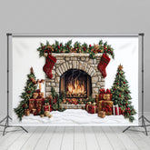 Lofaris White Winter Christmas Decor House Holiday Backdrop