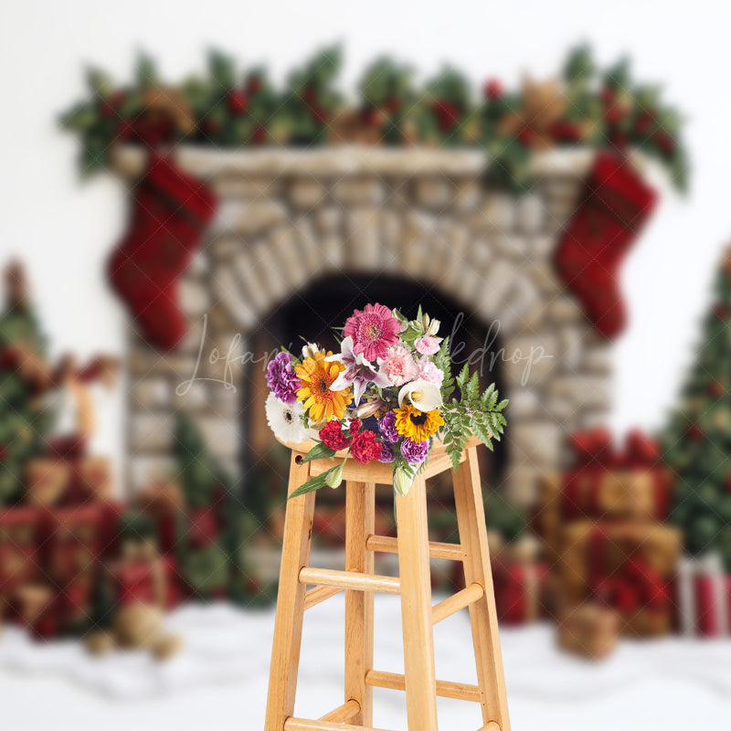 Lofaris White Winter Christmas Decor House Holiday Backdrop